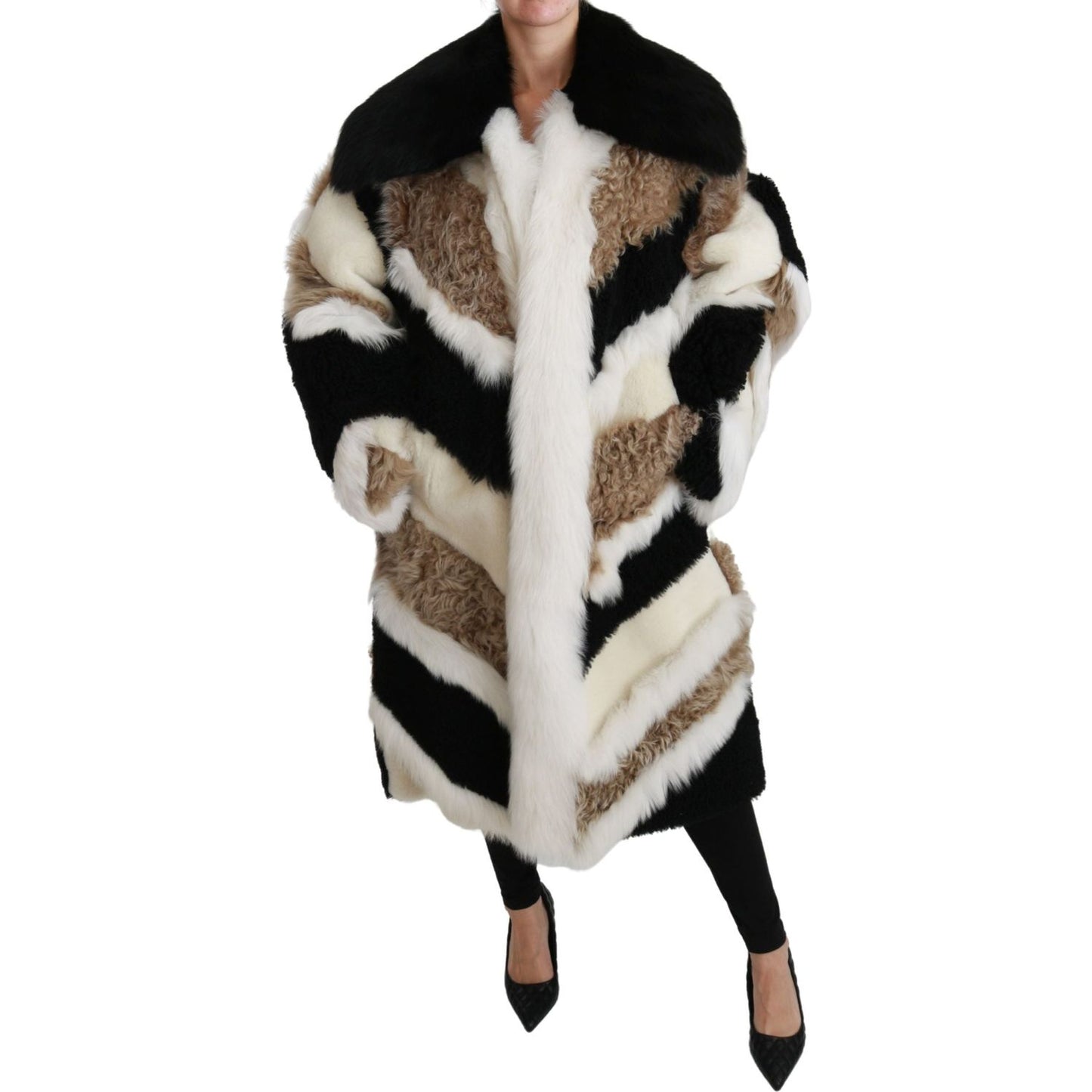 Dolce & Gabbana Sheep Fur Shearling Cape Jacket Coat JKT2569-40