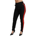 Dolce & Gabbana Black Skinny Stretch Fox Head Cotton Pants PAN70926-40