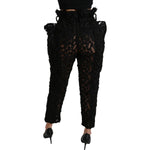 Dolce & Gabbana Black Floral Lace Tapered High Waist Pants PAN70946-40