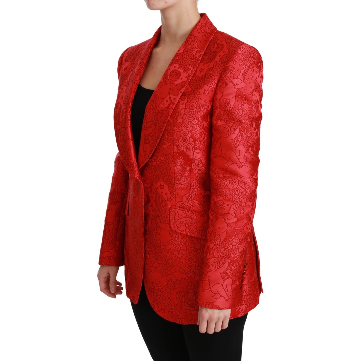 Dolce & Gabbana Red Floral Angel Blazer Coat Jacket JKT2563-46
