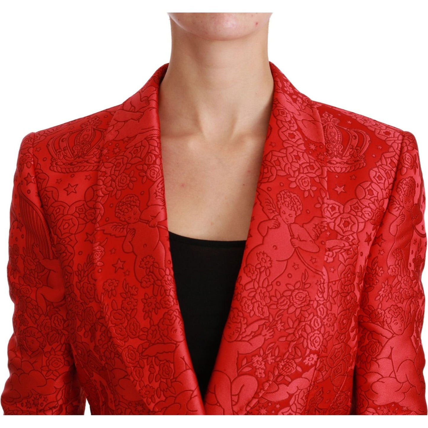 Dolce & Gabbana Red Floral Angel Blazer Coat Jacket JKT2563-46