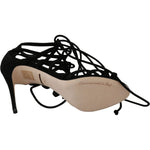 Dolce & Gabbana Black Suede Strap Stilettos Shoes Sandals LA6433-36
