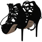 Dolce & Gabbana Black Suede Strap Stilettos Shoes Sandals LA6433-36