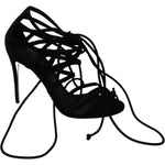 Dolce & Gabbana Black Suede Strap Stilettos Shoes Sandals LA6433-36
