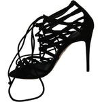 Dolce & Gabbana Black Suede Strap Stilettos Shoes Sandals LA6433-36