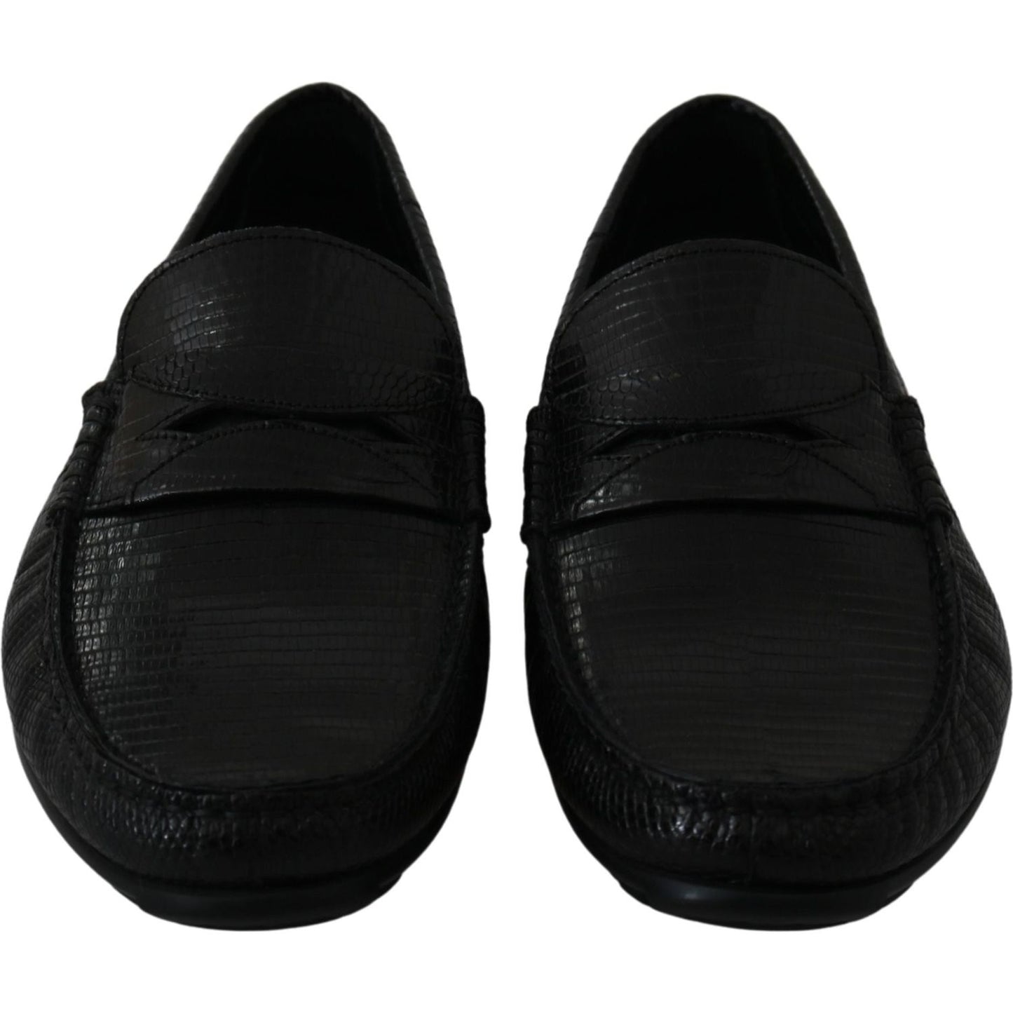 Dolce & Gabbana Black Lizard Leather Flat Loafers Shoes MV2675-39
