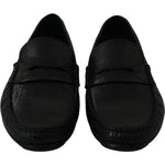 Dolce & Gabbana Black Lizard Leather Flat Loafers Shoes MV2675-39