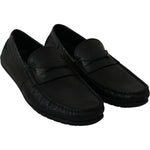 Dolce & Gabbana Black Lizard Leather Flat Loafers Shoes MV2675-39