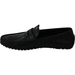 Dolce & Gabbana Black Lizard Leather Flat Loafers Shoes MV2675-39