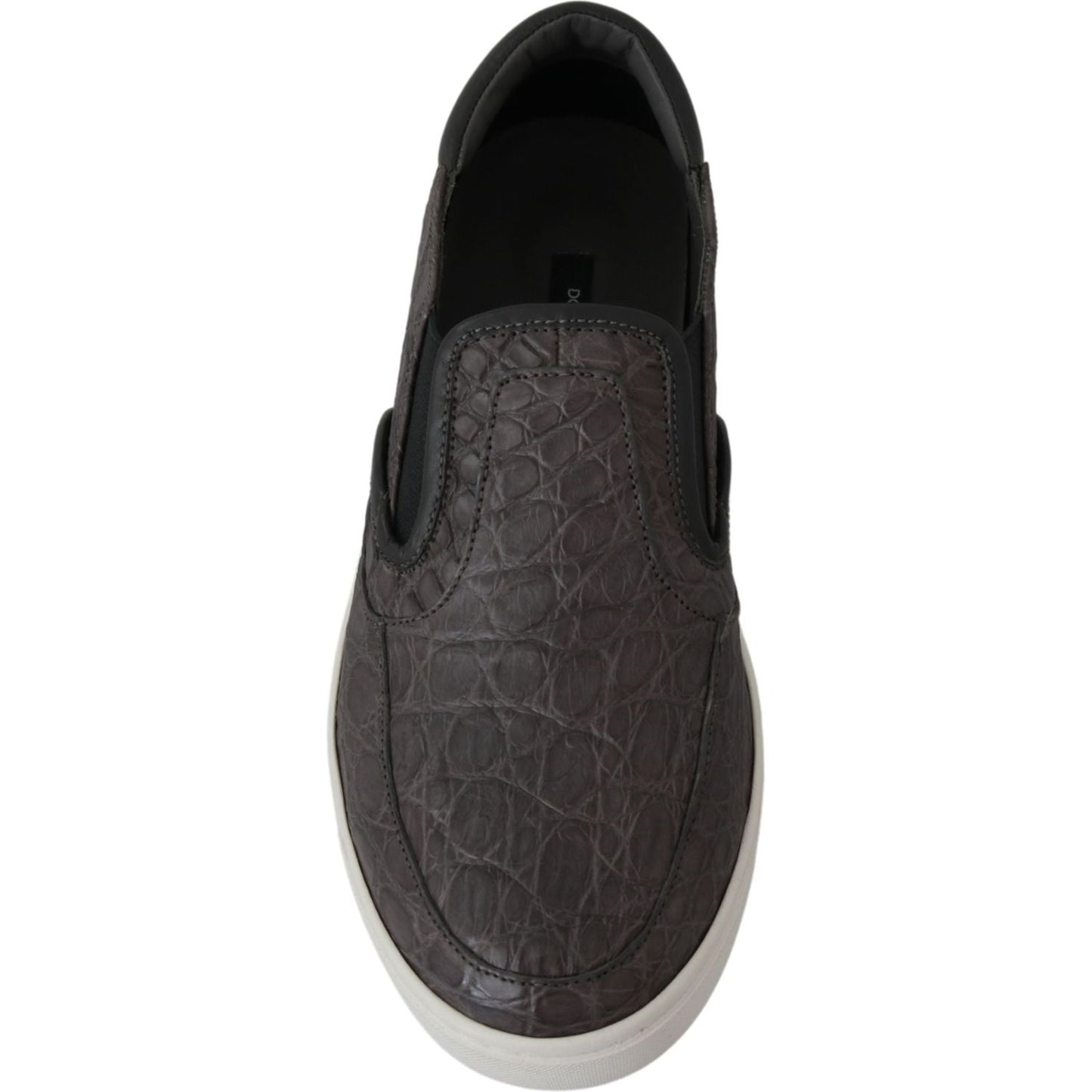 Dolce & Gabbana Gray Leather Flat Caiman Mens Loafers Shoes MV2676-39