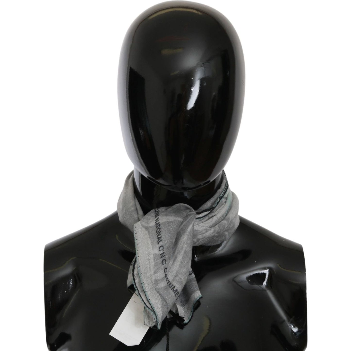 Costume National Gray Silk Shawl Foulard Wrap Scarf MS1657