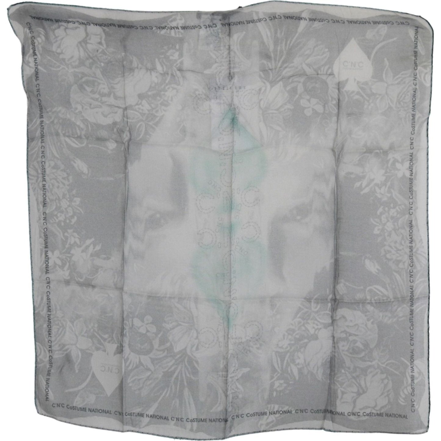 Costume National Gray Silk Shawl Foulard Wrap Scarf MS1657