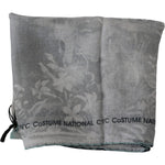 Costume National Gray Silk Shawl Foulard Wrap Scarf MS1657