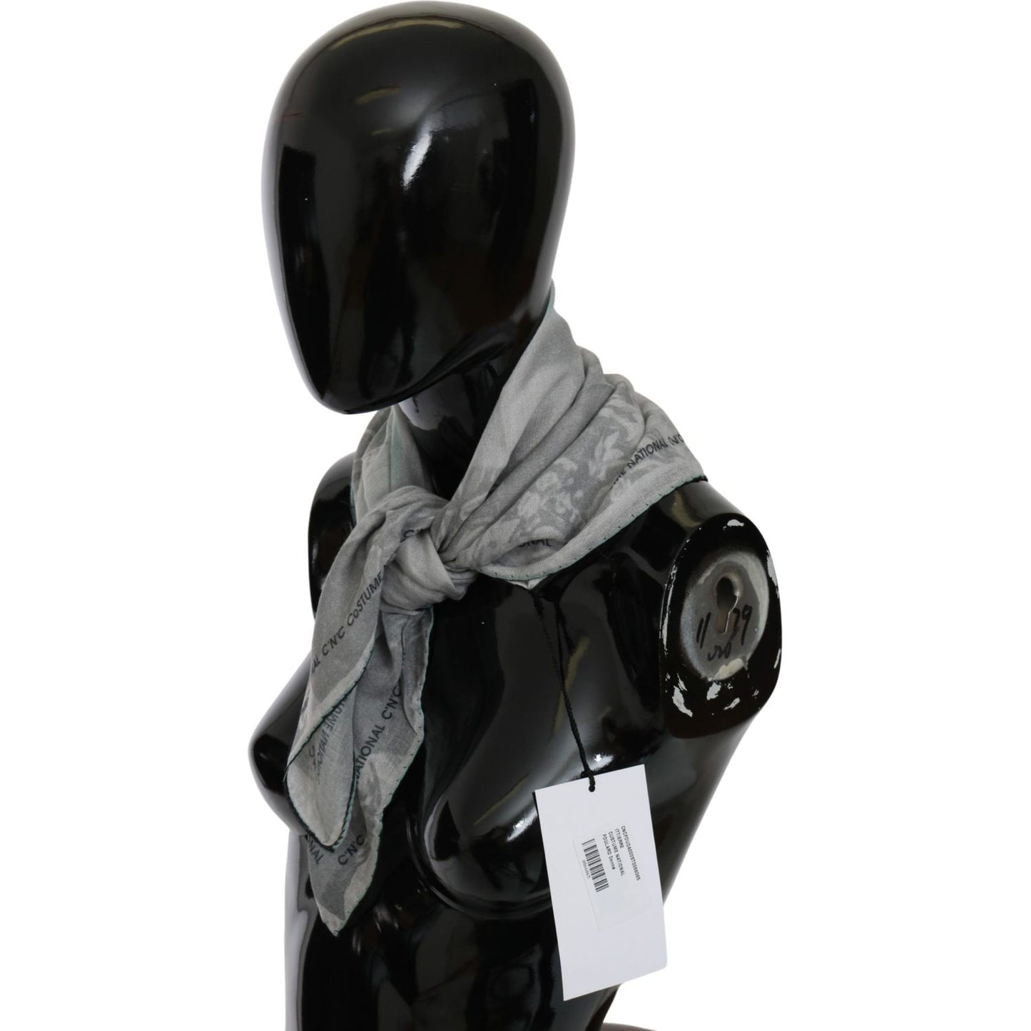 Costume National Gray Silk Shawl Foulard Wrap Scarf MS1657