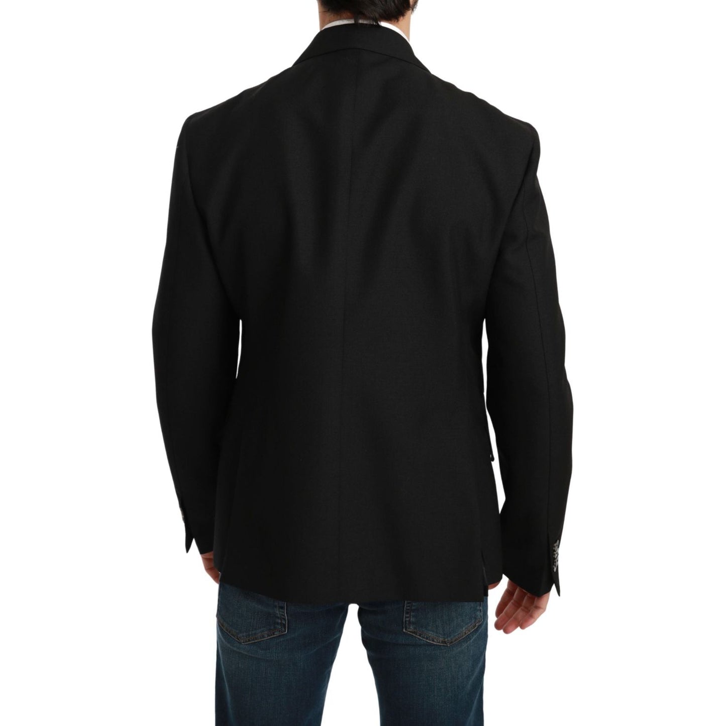 Dolce & Gabbana Black Slim Fit Jacket Coat Wool Blazer