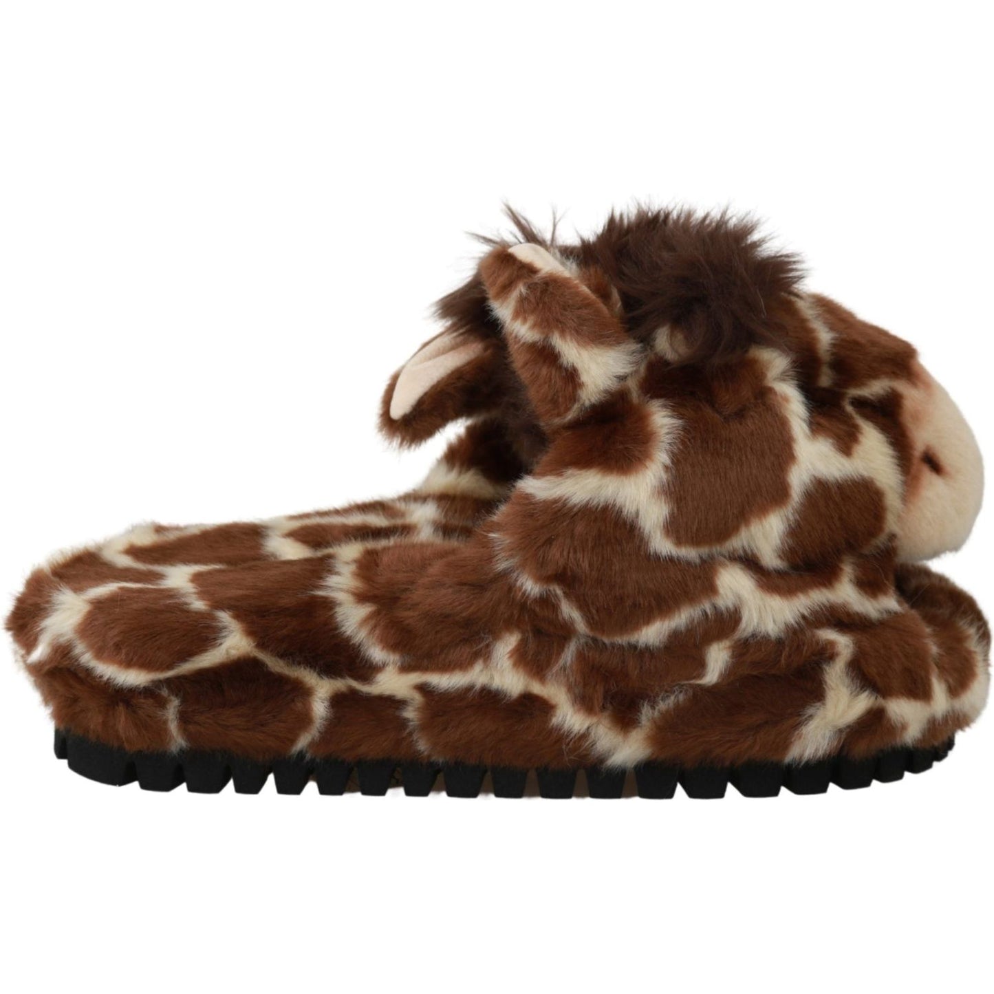 Dolce & Gabbana Brown Giraffe Slippers Flats Sandals Shoes LA6457-35