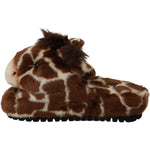 Dolce & Gabbana Brown Giraffe Slippers Flats Sandals Shoes LA6457-35