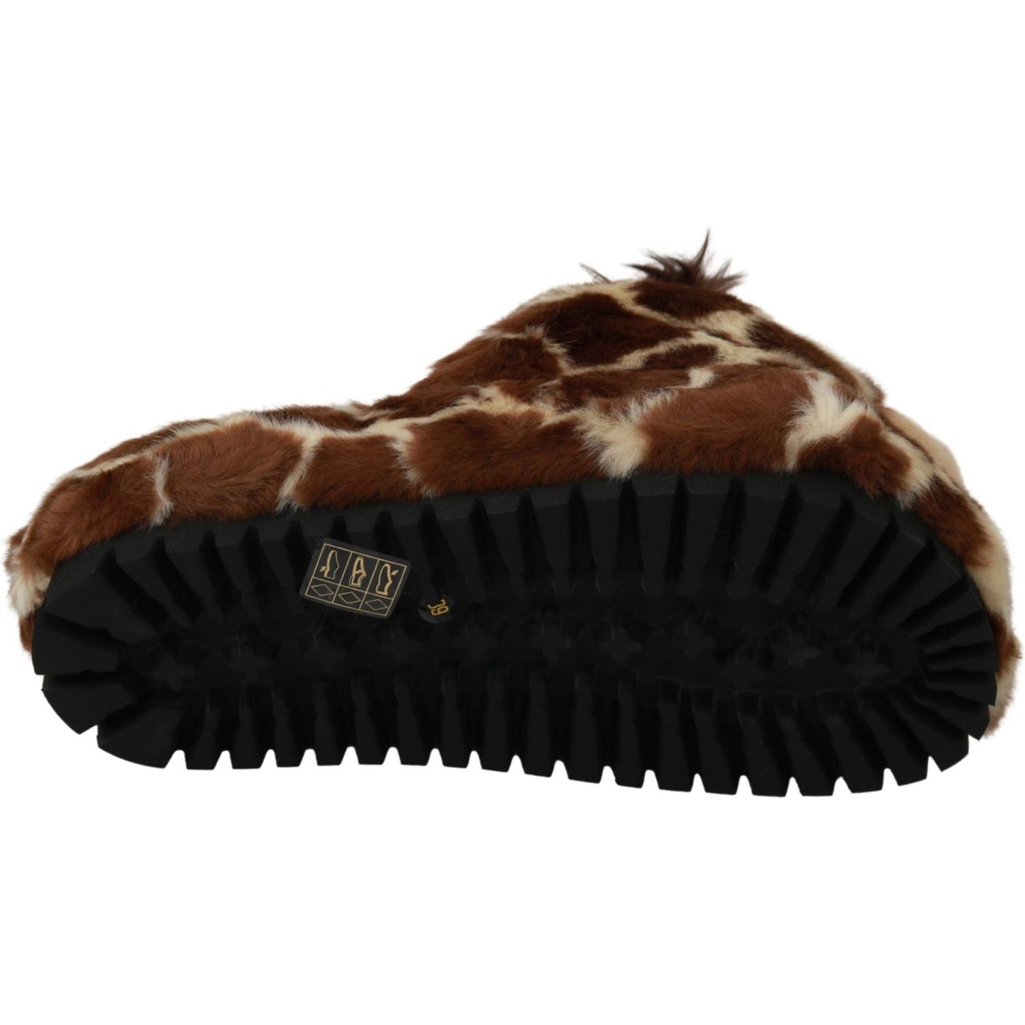 Dolce & Gabbana Brown Giraffe Slippers Flats Sandals Shoes LA6457-35