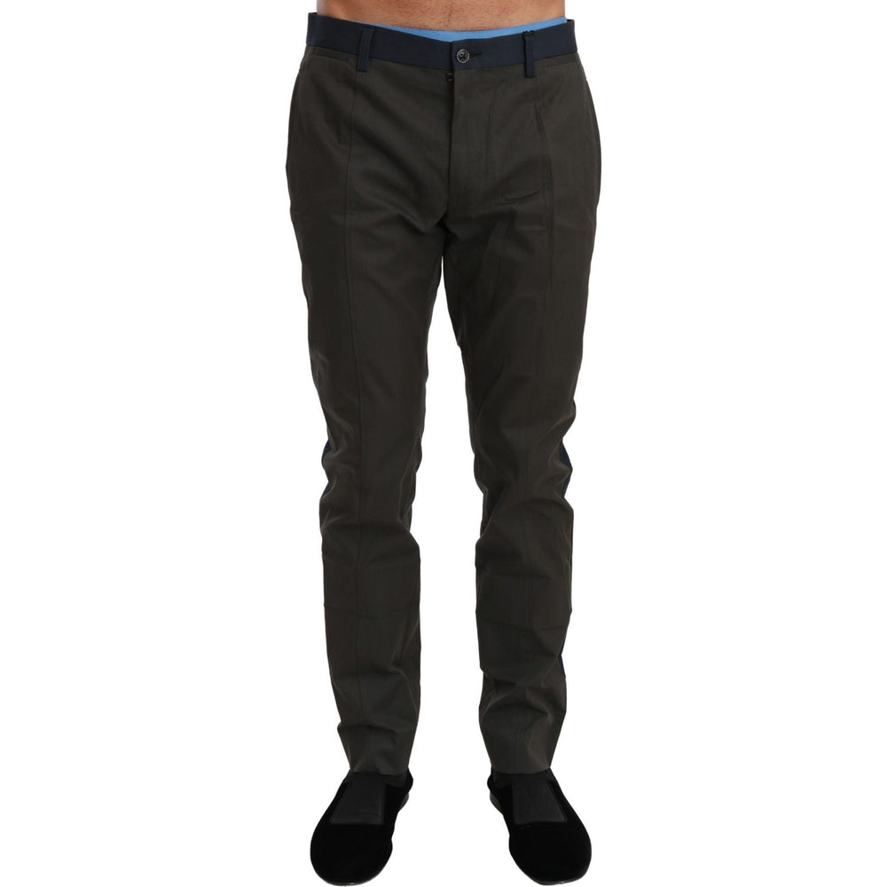 Dolce & Gabbana Elegant Slim Fit Striped Casual Pants Dolce & Gabbana Dark Slate Gray