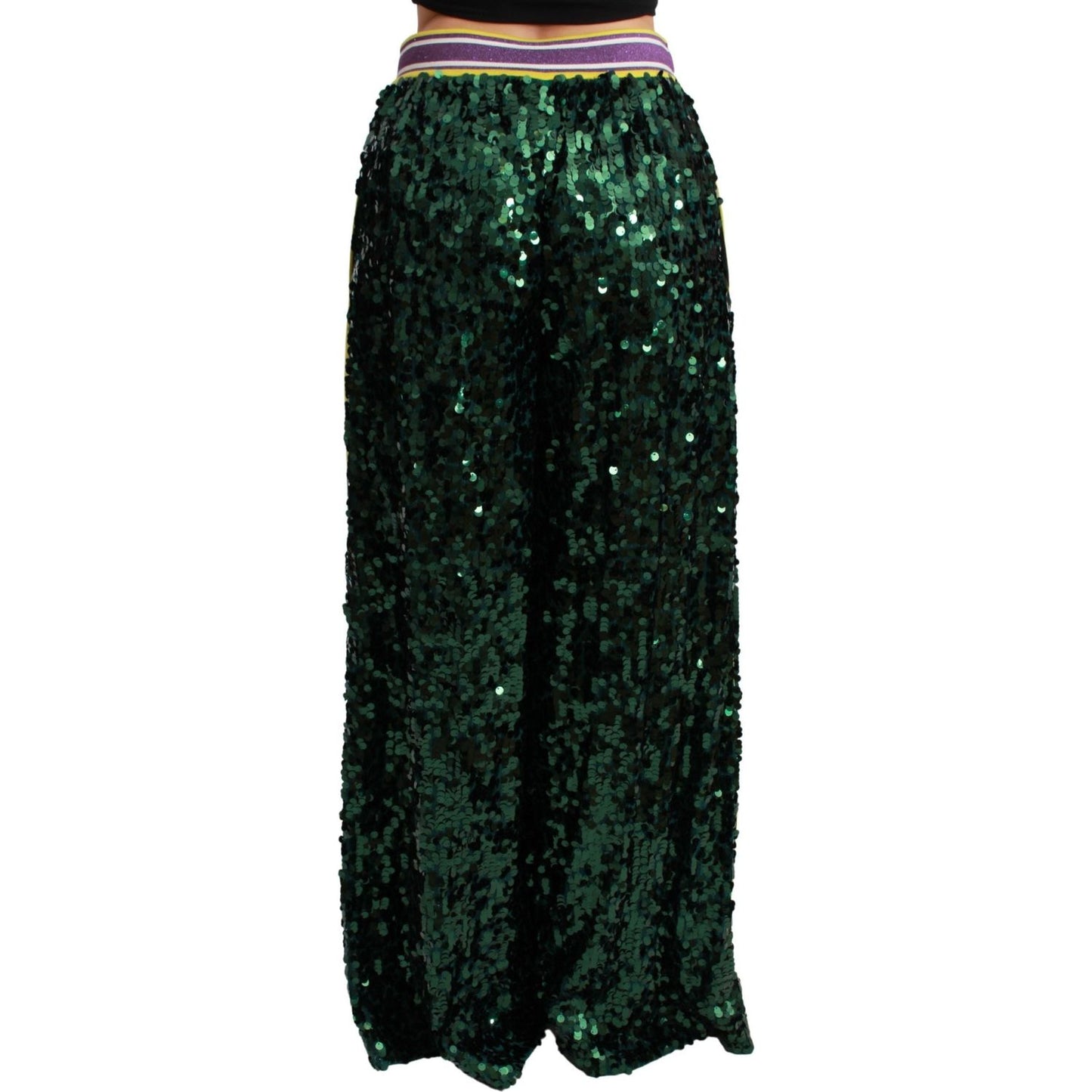 Dolce & Gabbana Green Sequin Trousers Queens Angel Pants PAN71051-36
