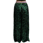 Dolce & Gabbana Green Sequin Trousers Queens Angel Pants PAN71051-36