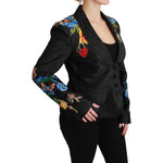 Dolce & Gabbana Black Brocade Crystal Blazer Jacket JKT2628-46