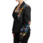 Dolce & Gabbana Black Brocade Crystal Blazer Jacket JKT2628-46