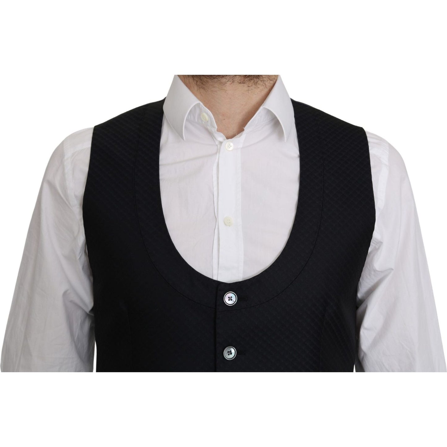 Dolce & Gabbana Blue Silk Romb Pattern Formal Coat Vest TSH5042-46