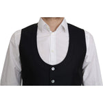 Dolce & Gabbana Blue Silk Romb Pattern Formal Coat Vest TSH5042-46