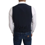 Dolce & Gabbana Blue Viscose Stretch Formal Coat Vest TSH5045-48