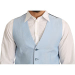 Dolce & Gabbana Blue Viscose Stretch Formal Coat Vest TSH5045-48