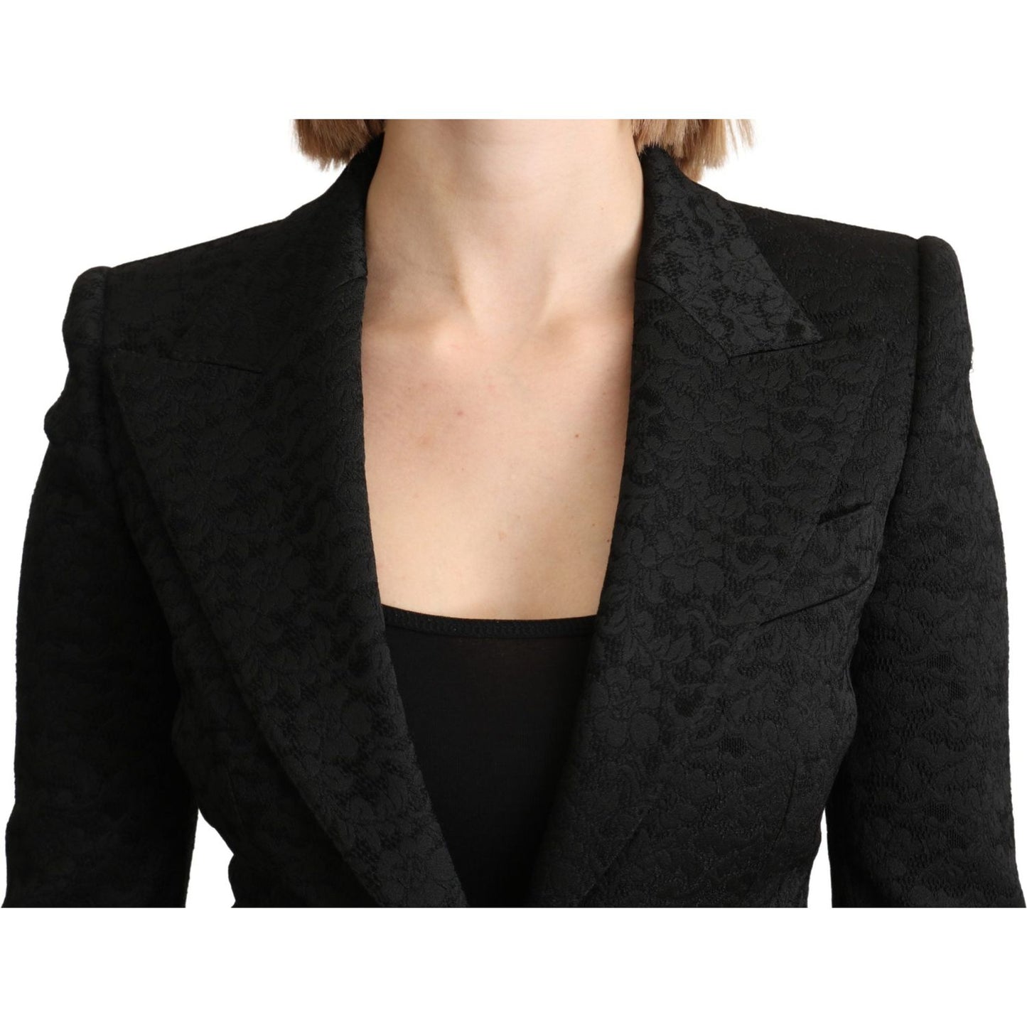 Dolce & Gabbana Black Brocade Single Breasted Blazer Jacket KOS1794-36
