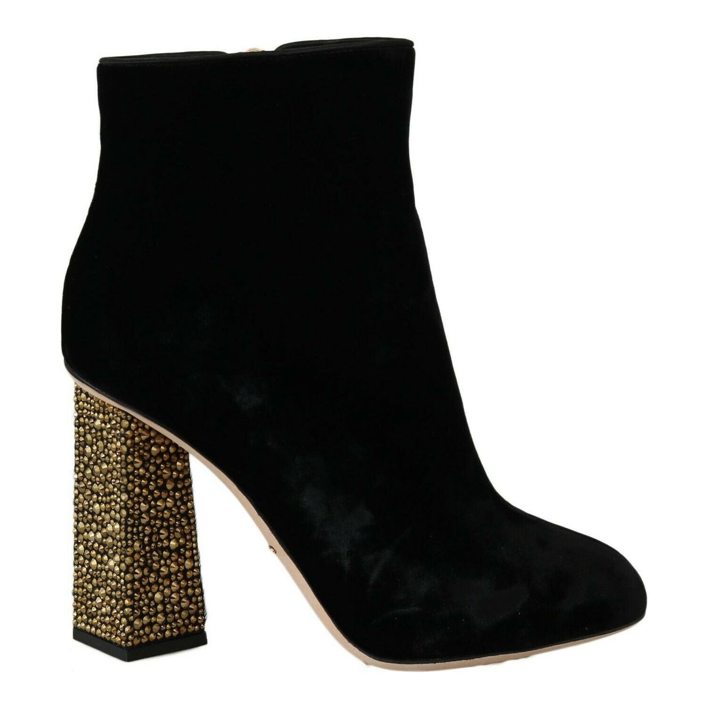 Dolce & Gabbana Black Velvet Crystal Square Heels Shoes LA5750-40