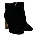Dolce & Gabbana Black Velvet Crystal Square Heels Shoes LA5750-40