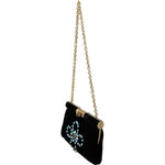 Dolce & Gabbana Black Velvet Crystal Studs Women Crossbody Sling Borse Bag VAS9621