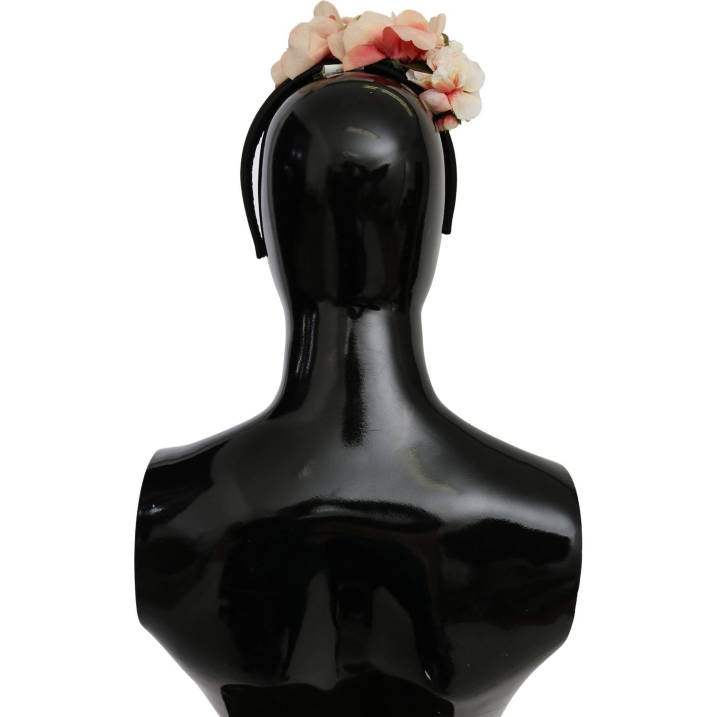 Dolce & Gabbana Pink Silk Black Floral Headband Logo Diadem SMY100152