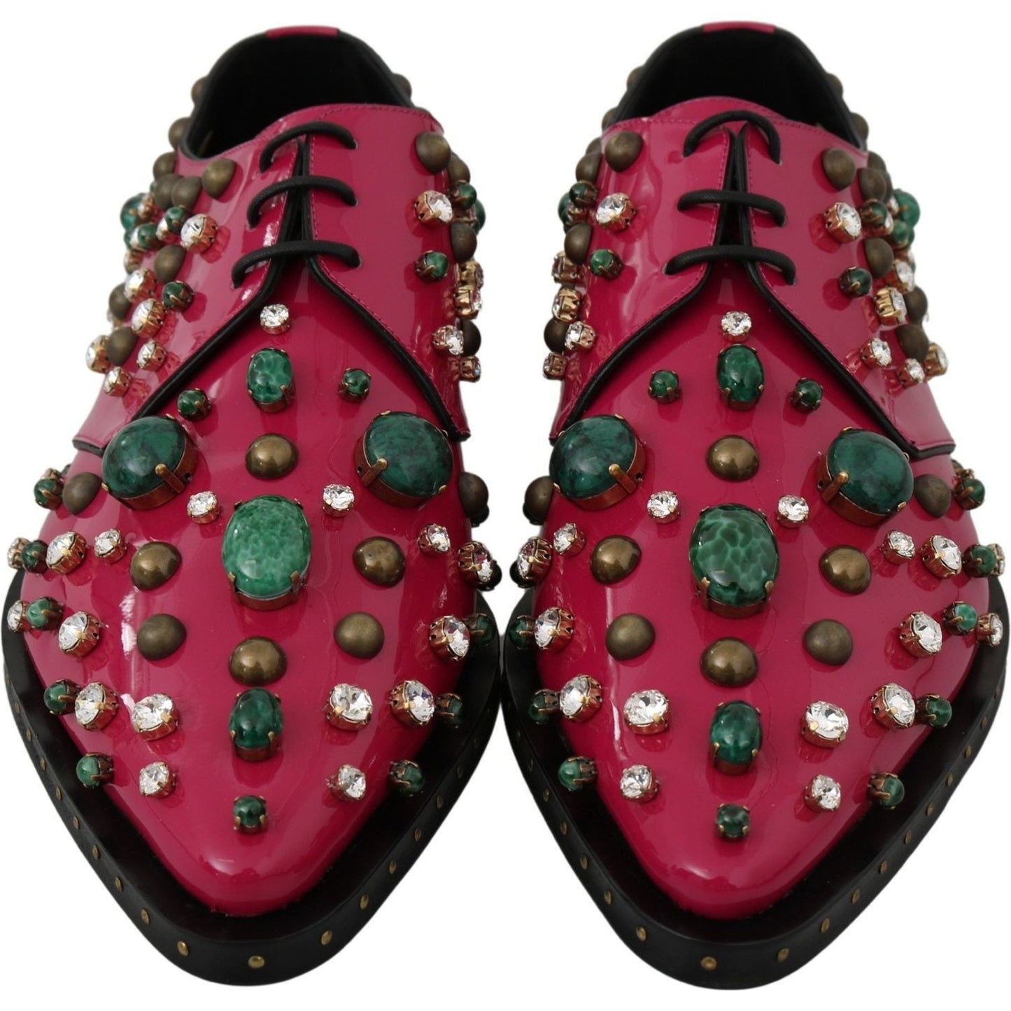 Dolce & Gabbana Pink Leather Crystals Dress Broque Shoes LA7218-41