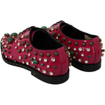Dolce & Gabbana Pink Leather Crystals Dress Broque Shoes LA7218-41