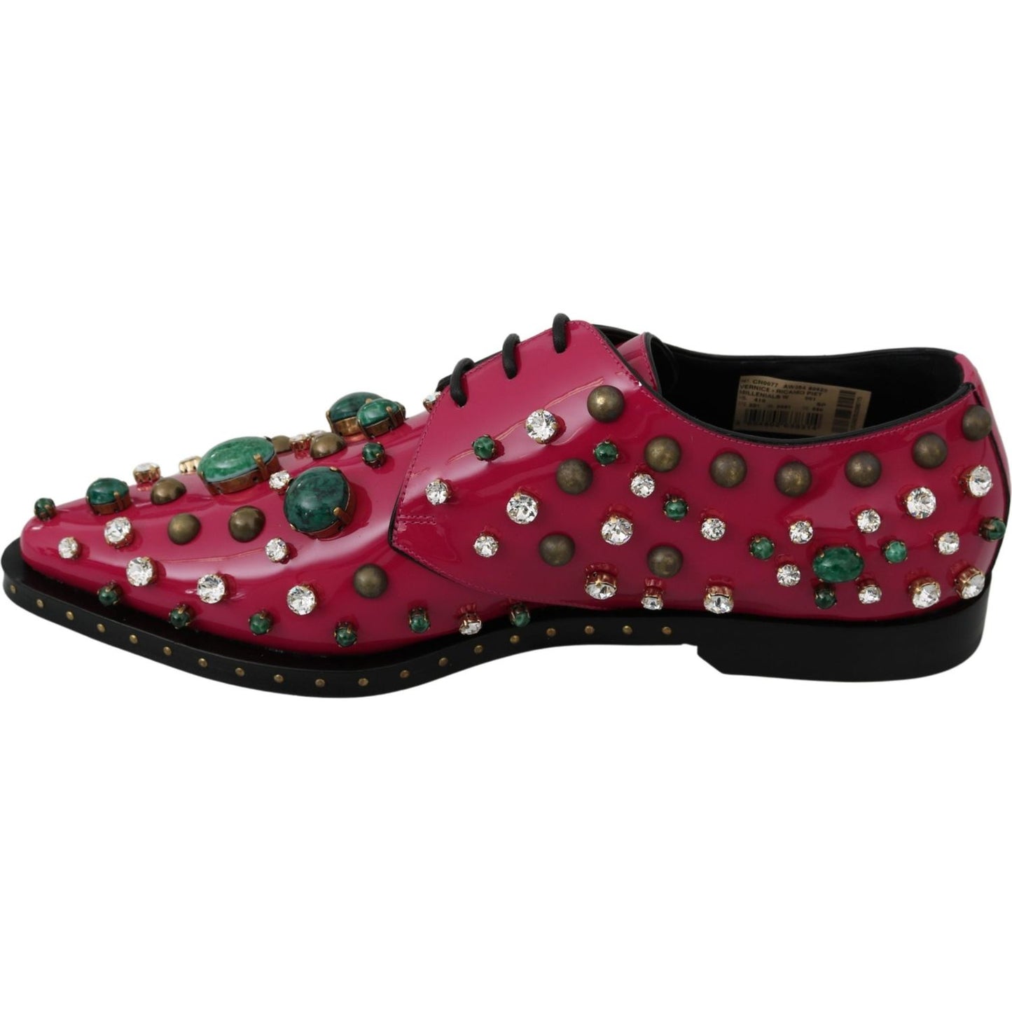 Dolce & Gabbana Pink Leather Crystals Dress Broque Shoes LA7218-41