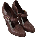 Dolce & Gabbana Brown Floral Crystal CINDERELLA Heels Shoes LA7288-40