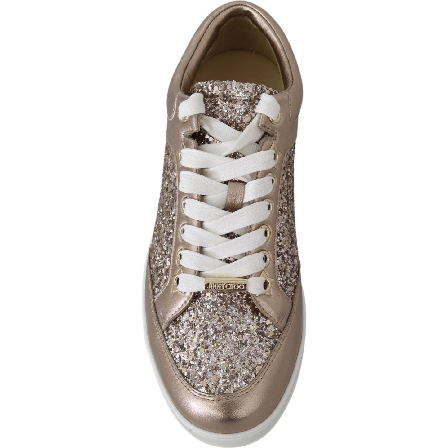 Jimmy Choo Ballet Pink Glitter Leather Sneakers 192954403607