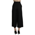 Dolce & Gabbana Black Wide Wool Leg Cropped Trouser Pant PAN71315-36