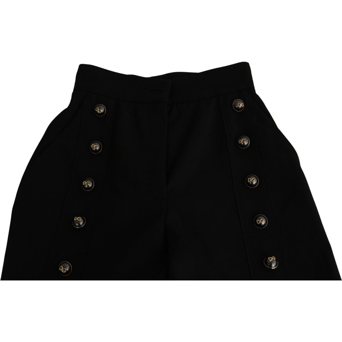 Dolce & Gabbana Black Wide Wool Leg Cropped Trouser Pant PAN71315-36