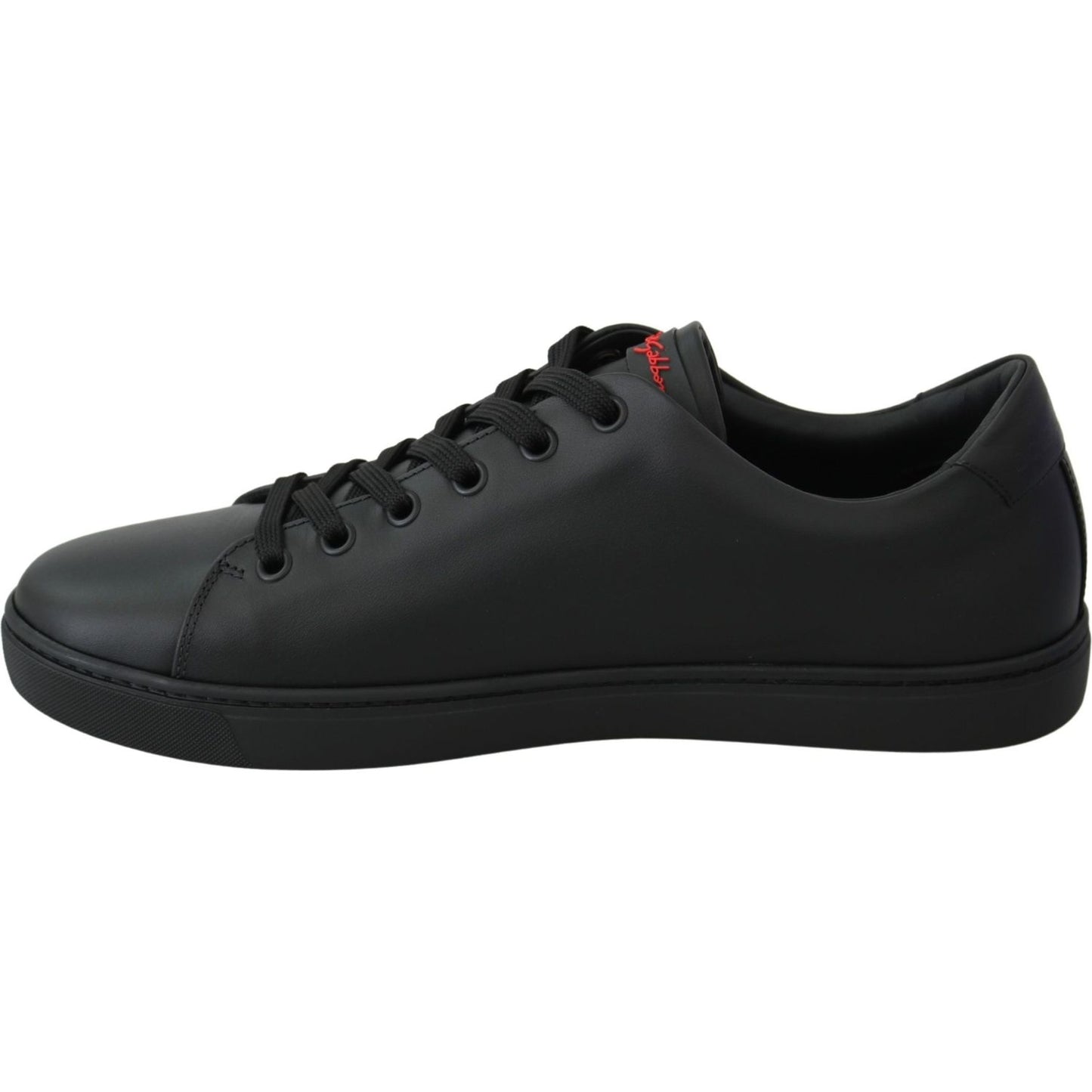 Dolce & Gabbana Black Leather Love Heart Sneakers Womens Shoes LA8133-35