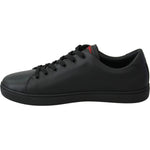 Dolce & Gabbana Black Leather Love Heart Sneakers Womens Shoes LA8133-35