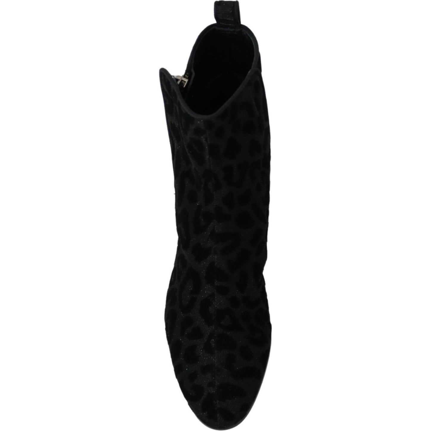 Dolce & Gabbana Black Leopard Short Boots Zipper Shoes LA8140-36.5