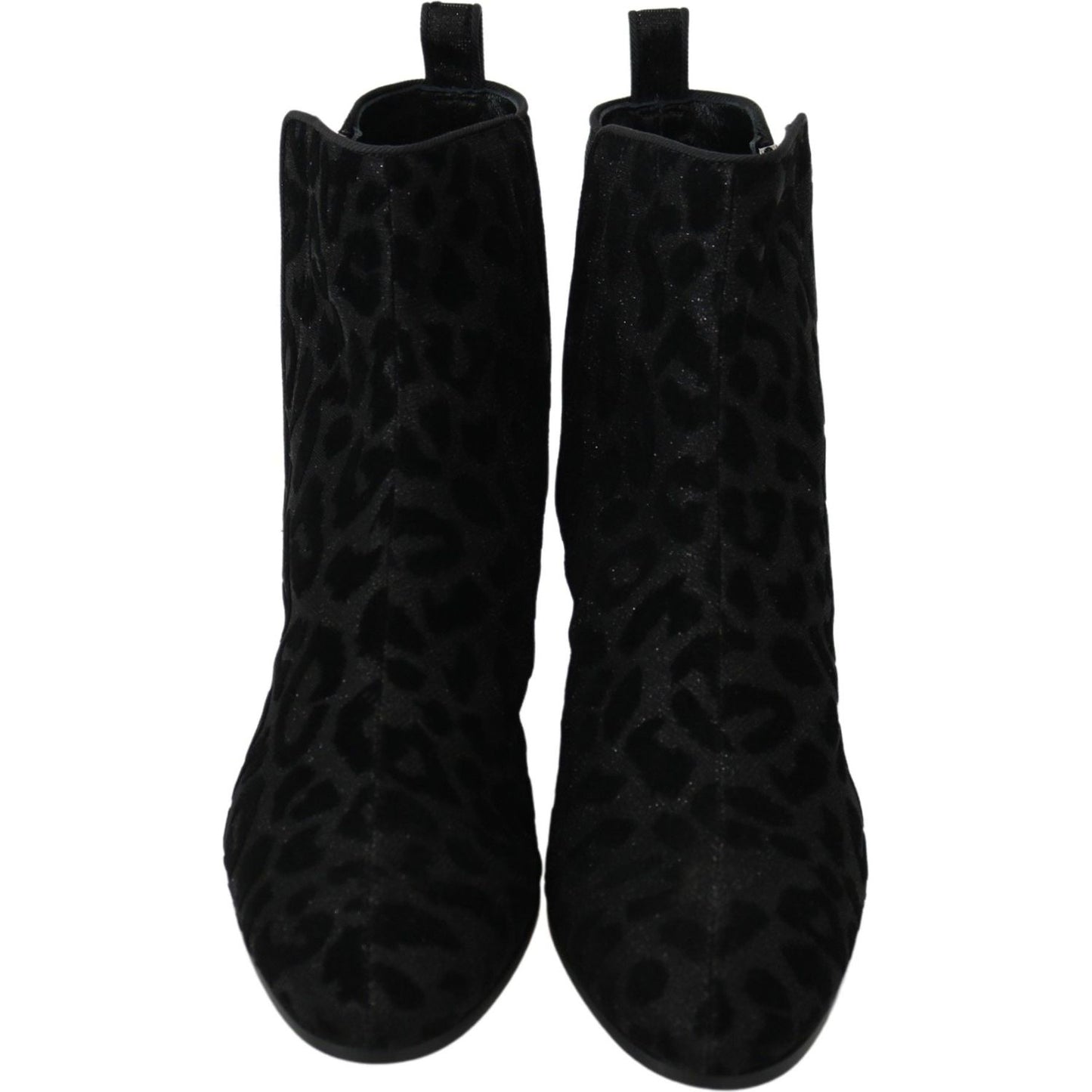Dolce & Gabbana Black Leopard Short Boots Zipper Shoes LA8140-36.5