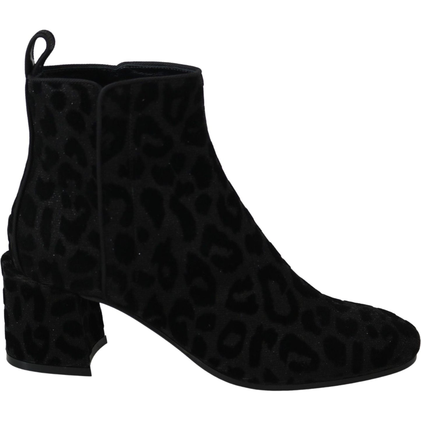 Dolce & Gabbana Black Leopard Short Boots Zipper Shoes LA8140-36.5