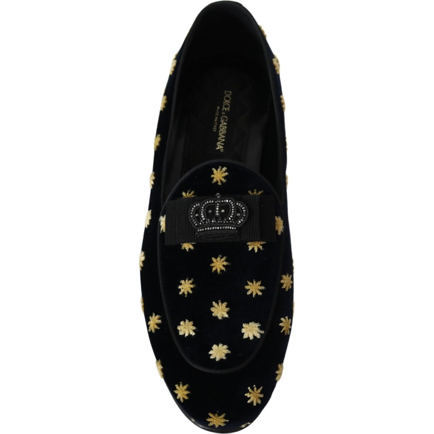 Dolce & Gabbana Blue Velvet Crown Slippers Loafers Shoes