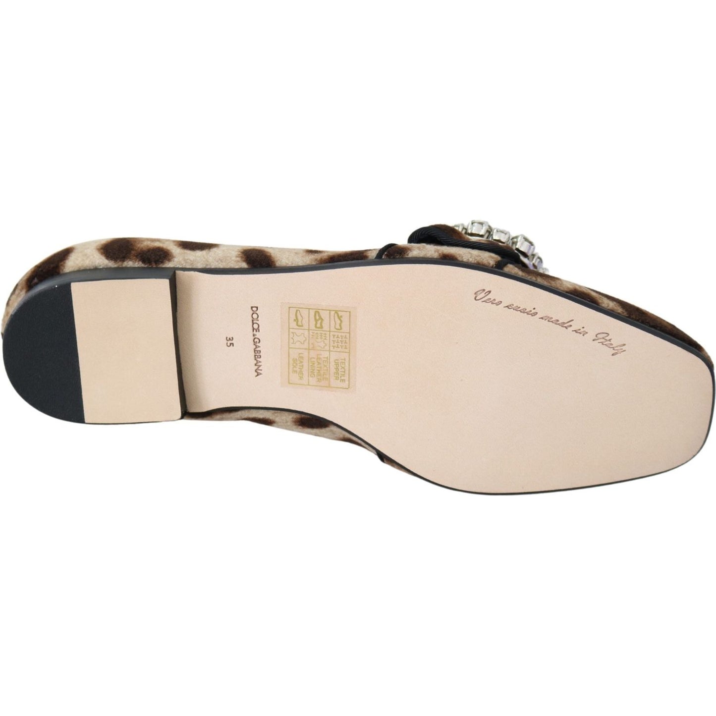 Dolce & Gabbana Brown Leopard Print Crystals Loafers Flats Shoes LA8150-35